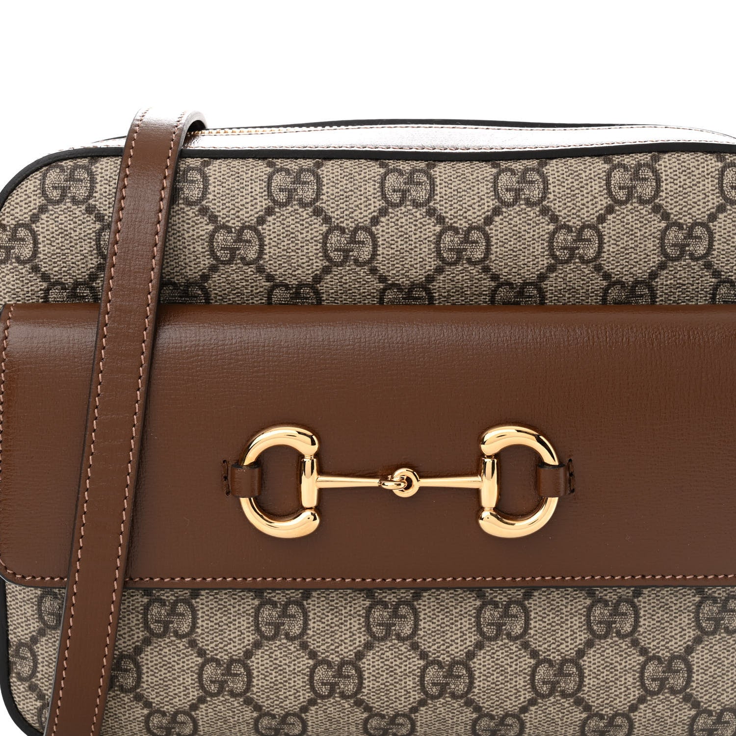 Gucci GG Supreme Monogram Small Horsebit 1955 Shoulder Bag Beige Brown Sugar 8 of 13