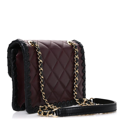 Chanel Lambskin Calfskin Braided Mini My Own Frame Flap Dark Burgundy Black 3 of 10