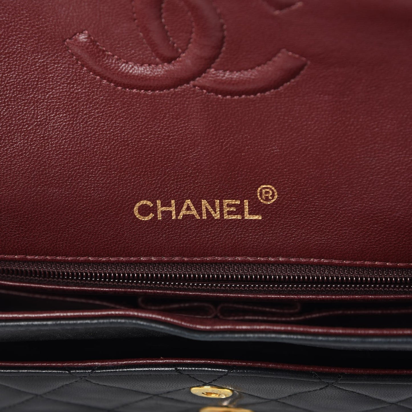 Lambskin Quilted Medium Double Flap Black