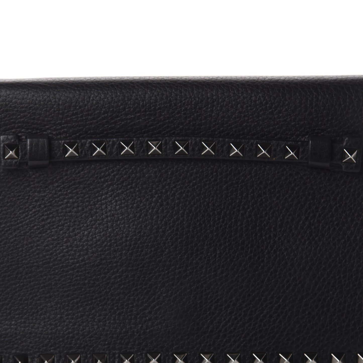 Pebbled Calfskin Rockstud Wristlet Clutch Black
