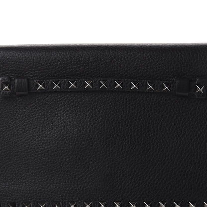 Valentino Garavani Pebbled Calfskin Rockstud Wristlet Clutch Black 10 of 10