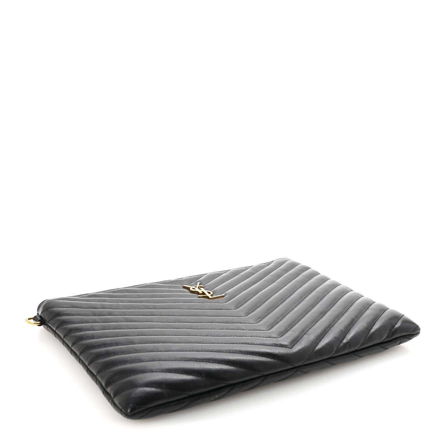 Saint Laurent Calfskin Matelasse Monogram Cassandre Tablet Pouch Black 8 of 12