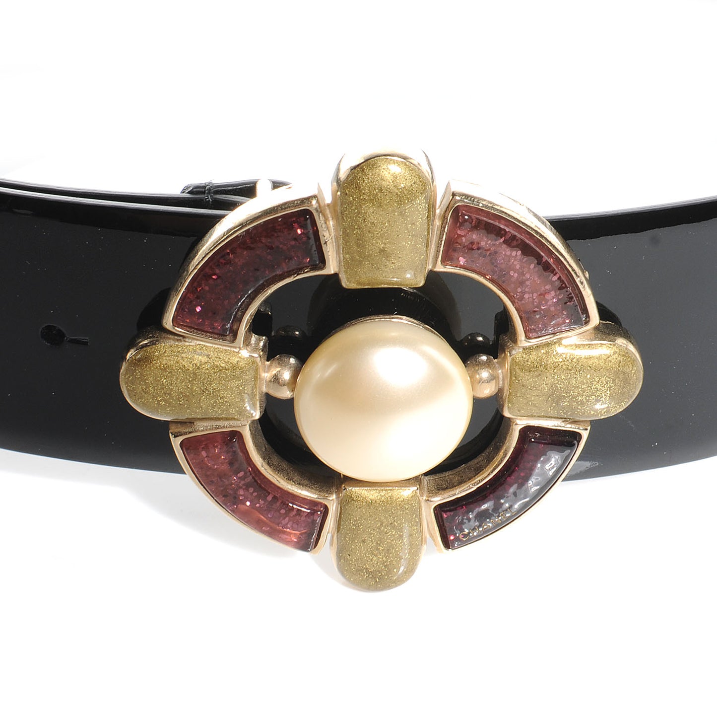 Patent Leather Gripoix Maltese Cross Belt 75 30 Black