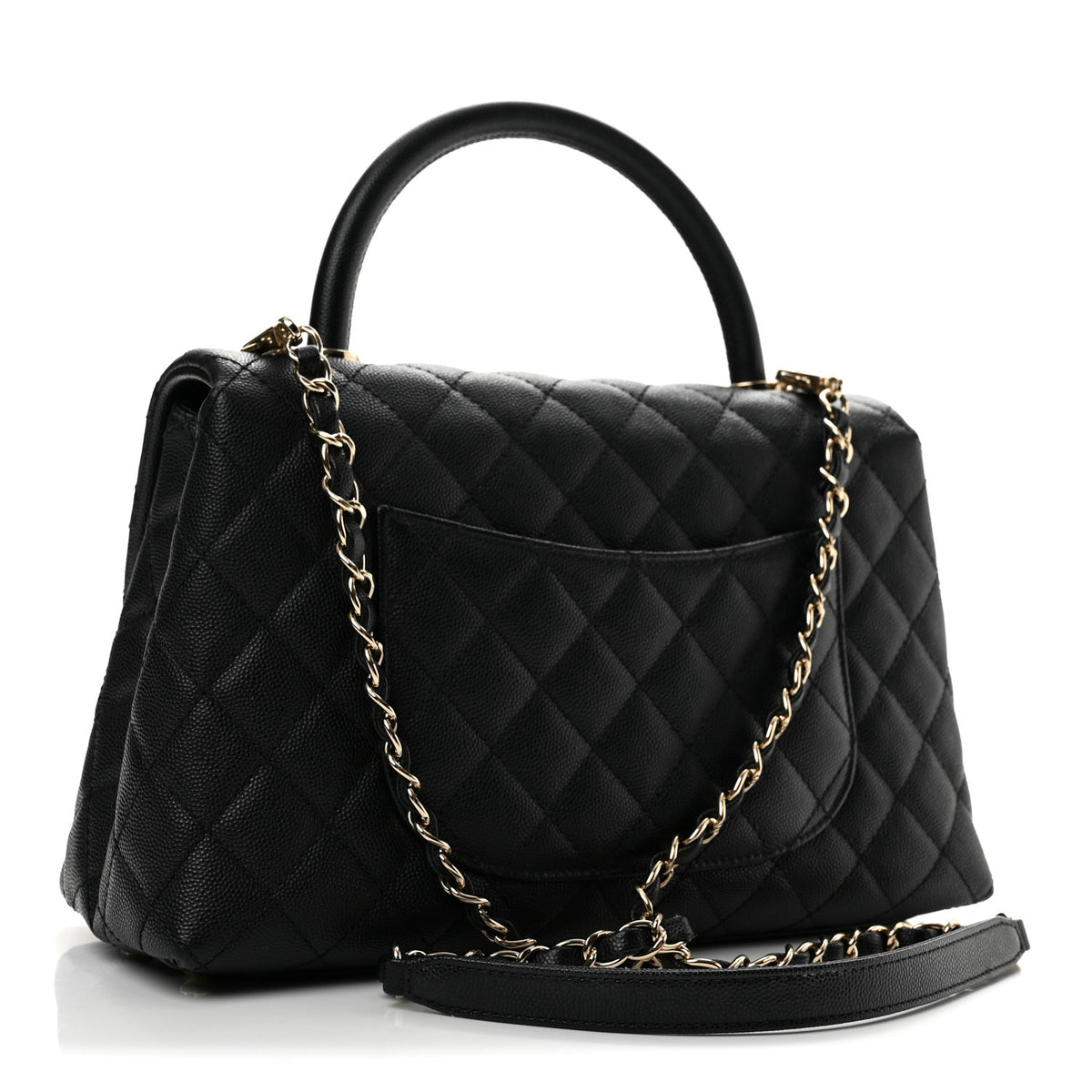 Caviar Quilted Small Coco Handle Flap Black