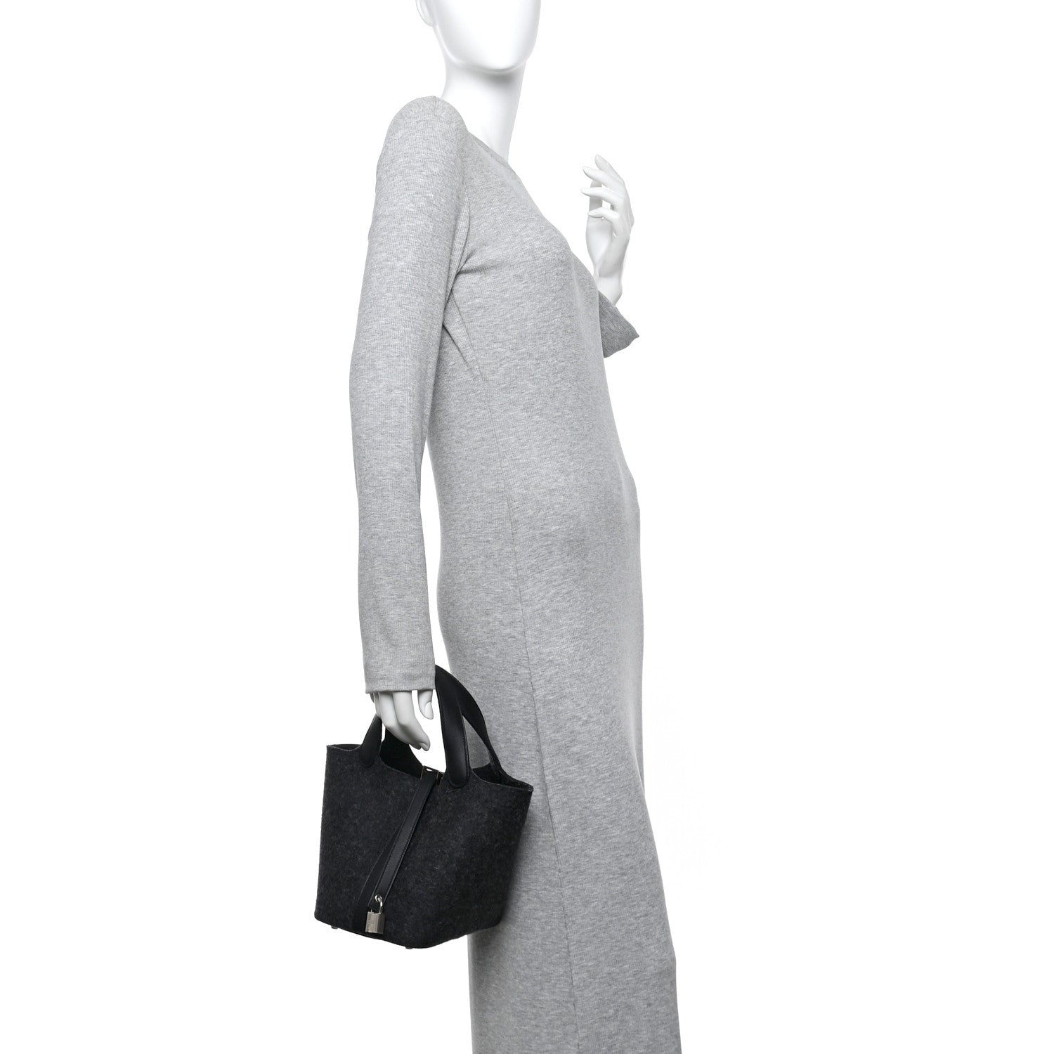 Hermes Feutre Swift Picotin Lock 18 PM Gris Moyen Black 2 of 12
