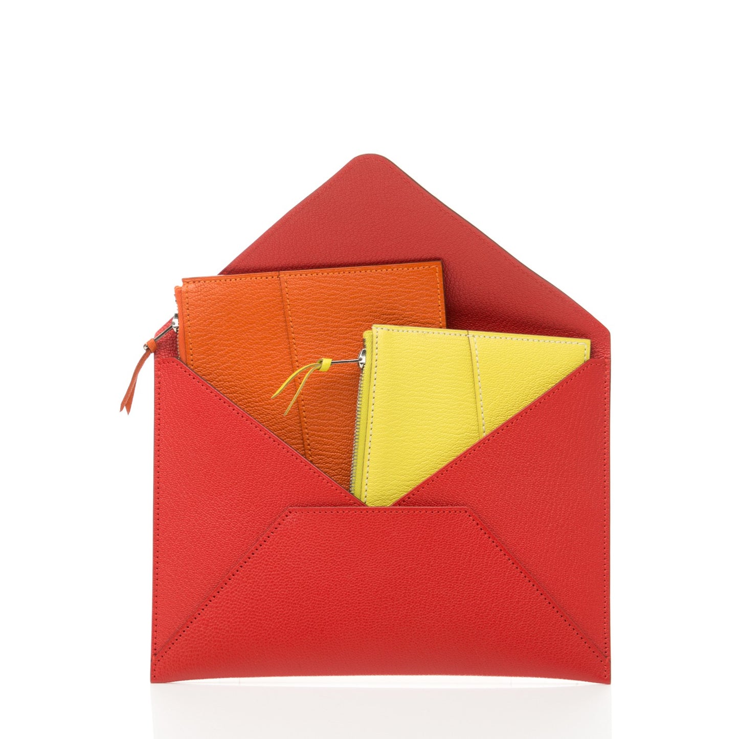 Chévre Mysore Envelope Trio Wallet Rouge Tomate Orange Lime