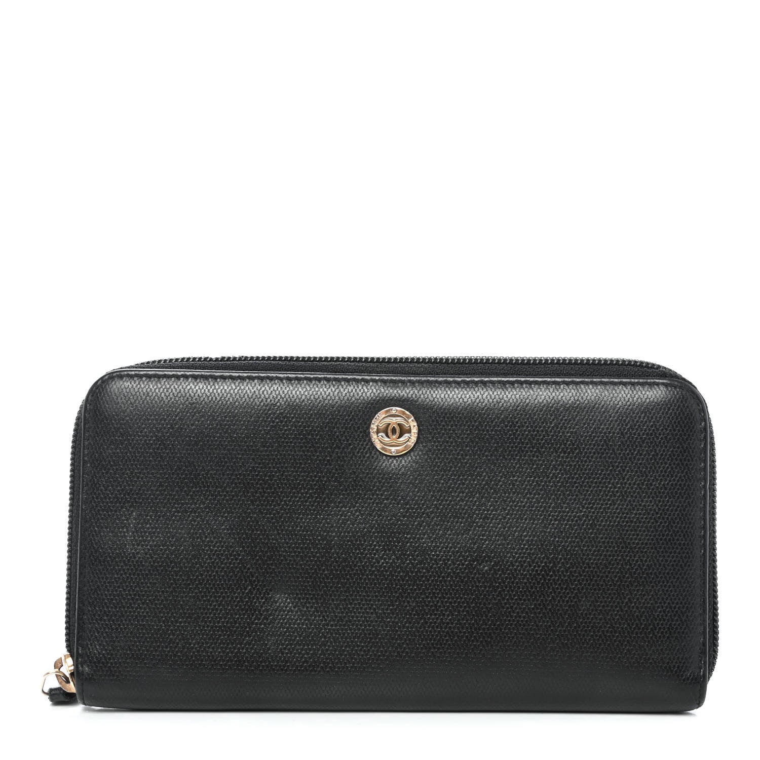 Chanel Grained Calfskin Large CC Zip Around Wallet Black 1 of 4