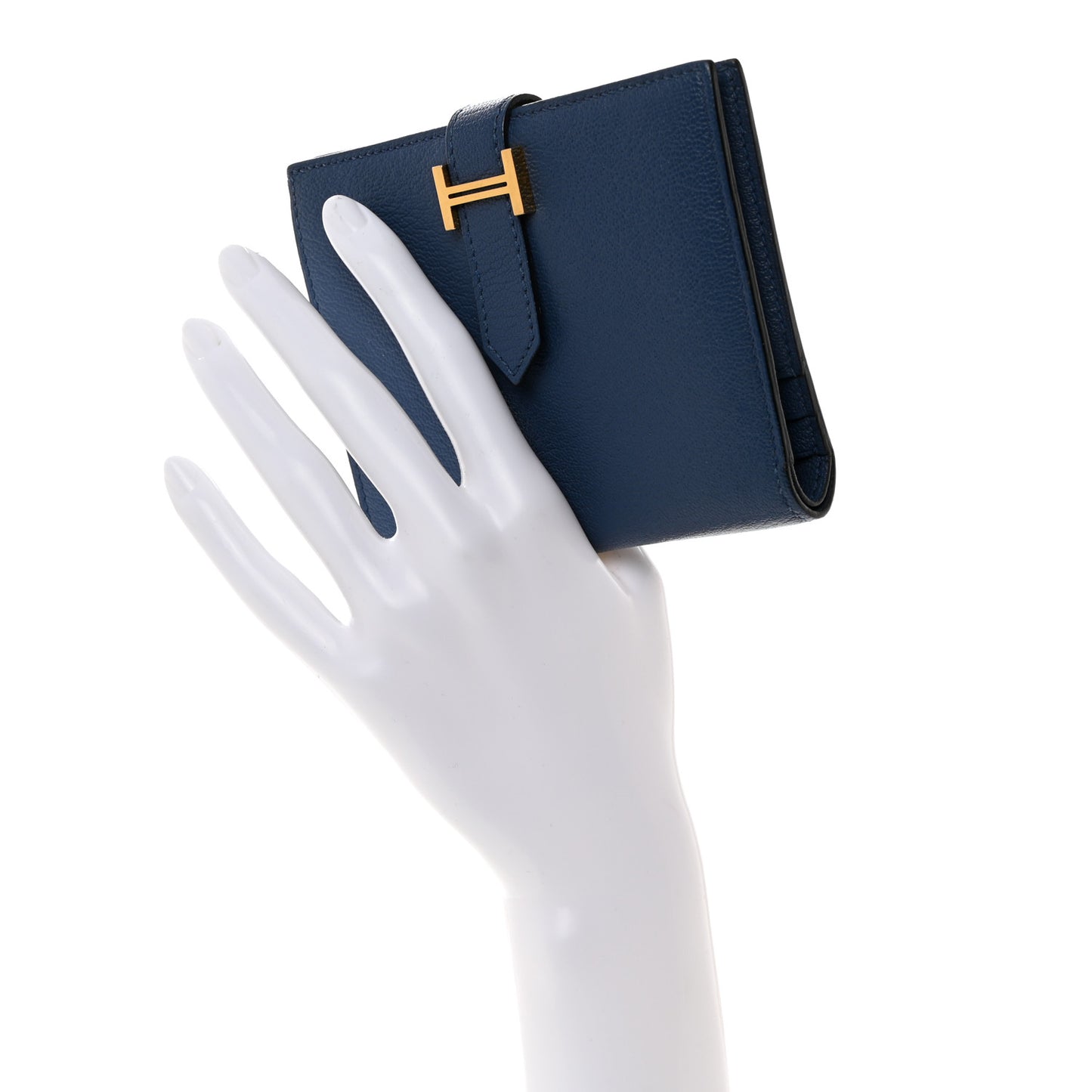 Chevre Mysore Bearn Compact Wallet Bleu Encre