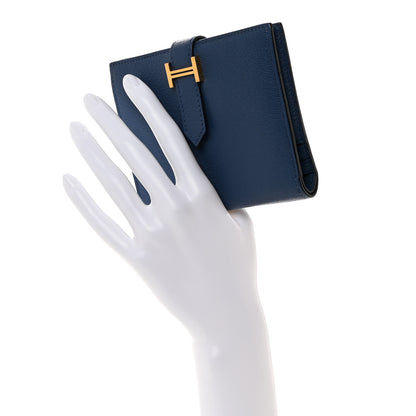 Hermes Chevre Mysore Bearn Compact Wallet Bleu Encre 2 of 8