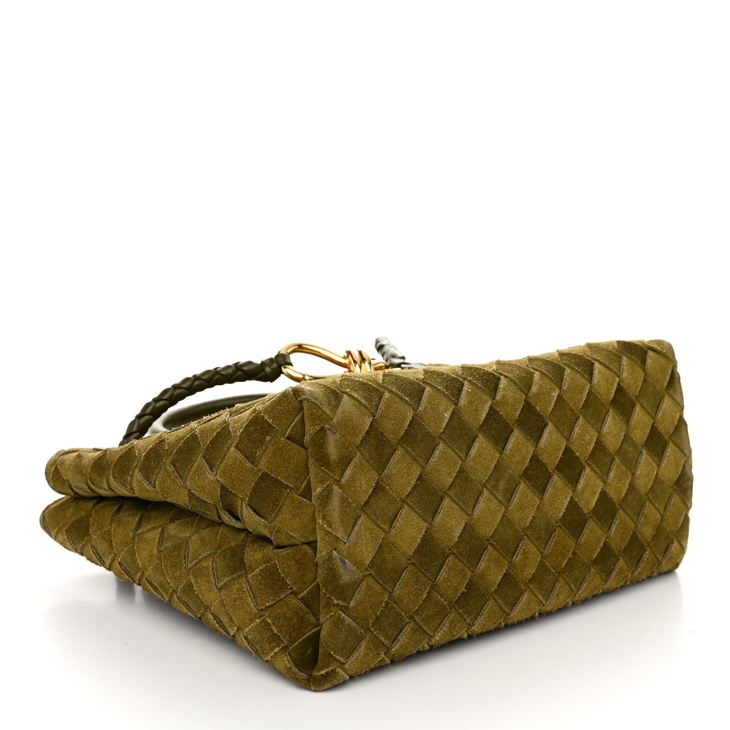 Bottega Veneta Suede Intrecciato Small Andiamo Shoulder Bag Olive Oil 4 of 9