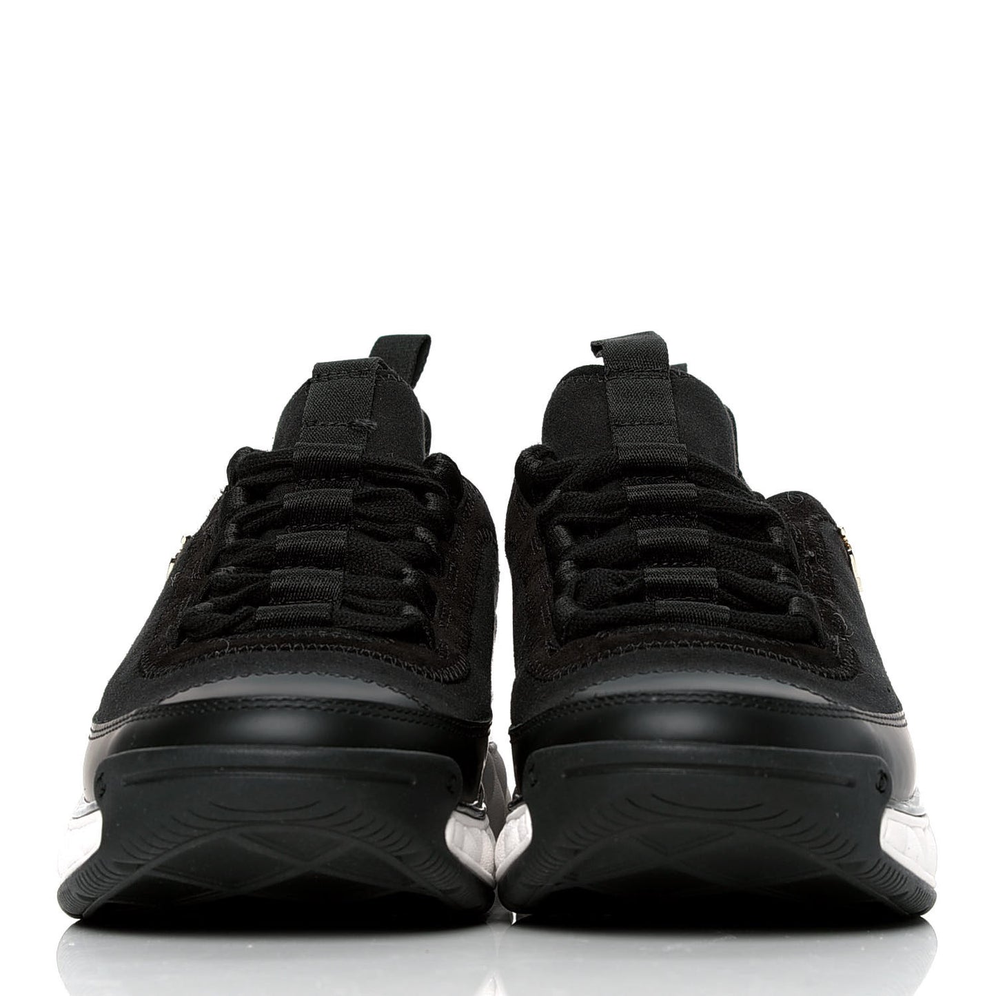 Velvet Calfskin Mixed Fibers CC Sneakers 36 Black