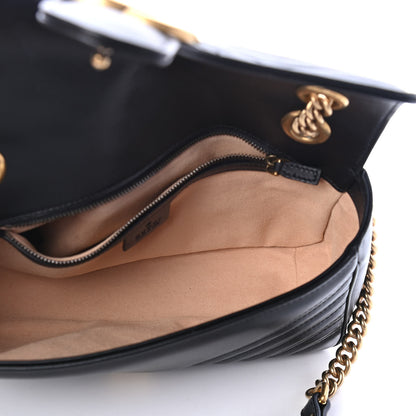 Gucci Calfskin Matelasse Small GG Marmont Shoulder Bag Black 4 of 4