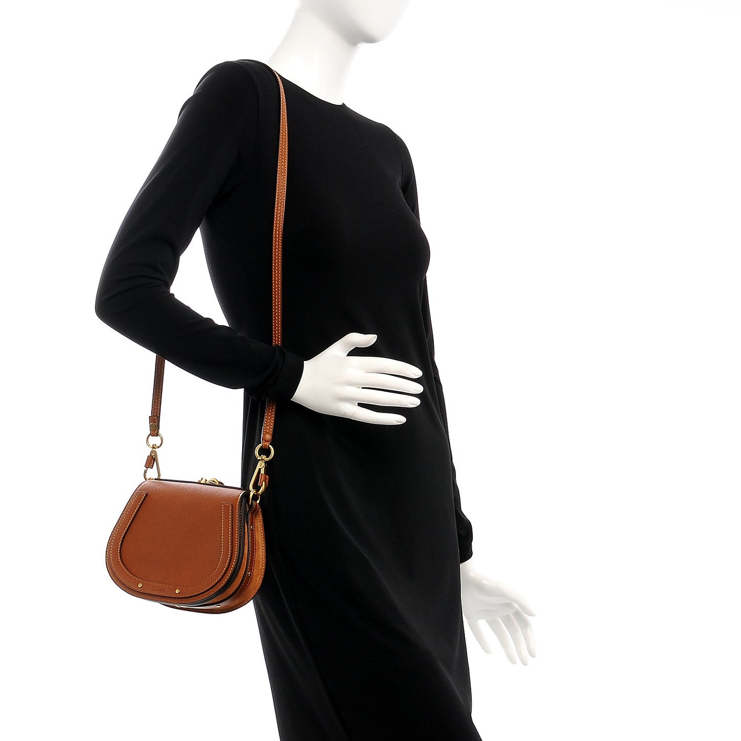 Calfskin Suede Small Nile Bracelet Bag Caramel