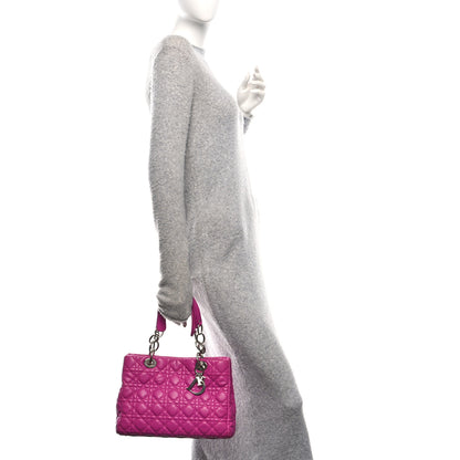Christian Dior Lambskin Cannage Small Dior Soft Shopping Tote Rose Sorbet 2 of 10