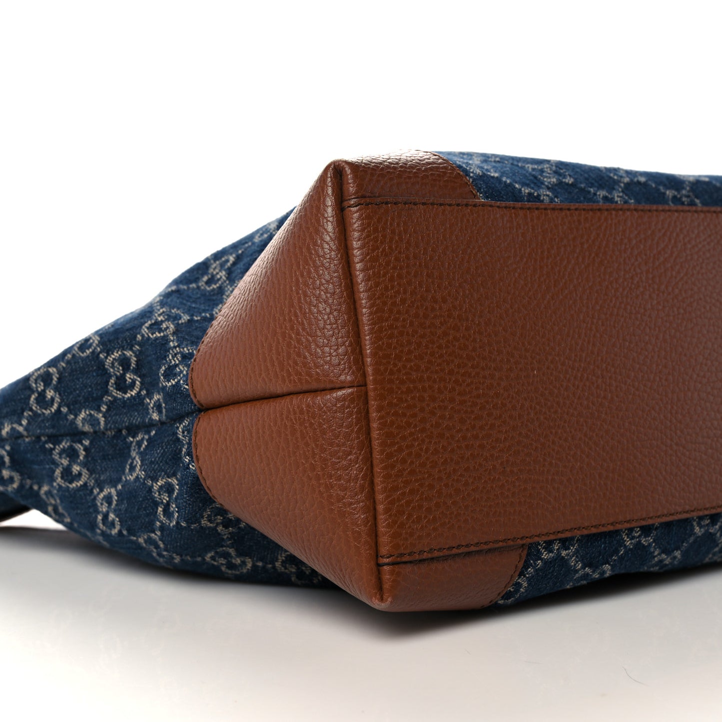 New Denim GG Monogram Medium Ophidia Shopping Tote Blue Tea Cuir