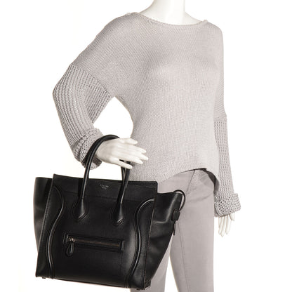 Celine Drummed Calfskin Mini Luggage Black 2 of 9