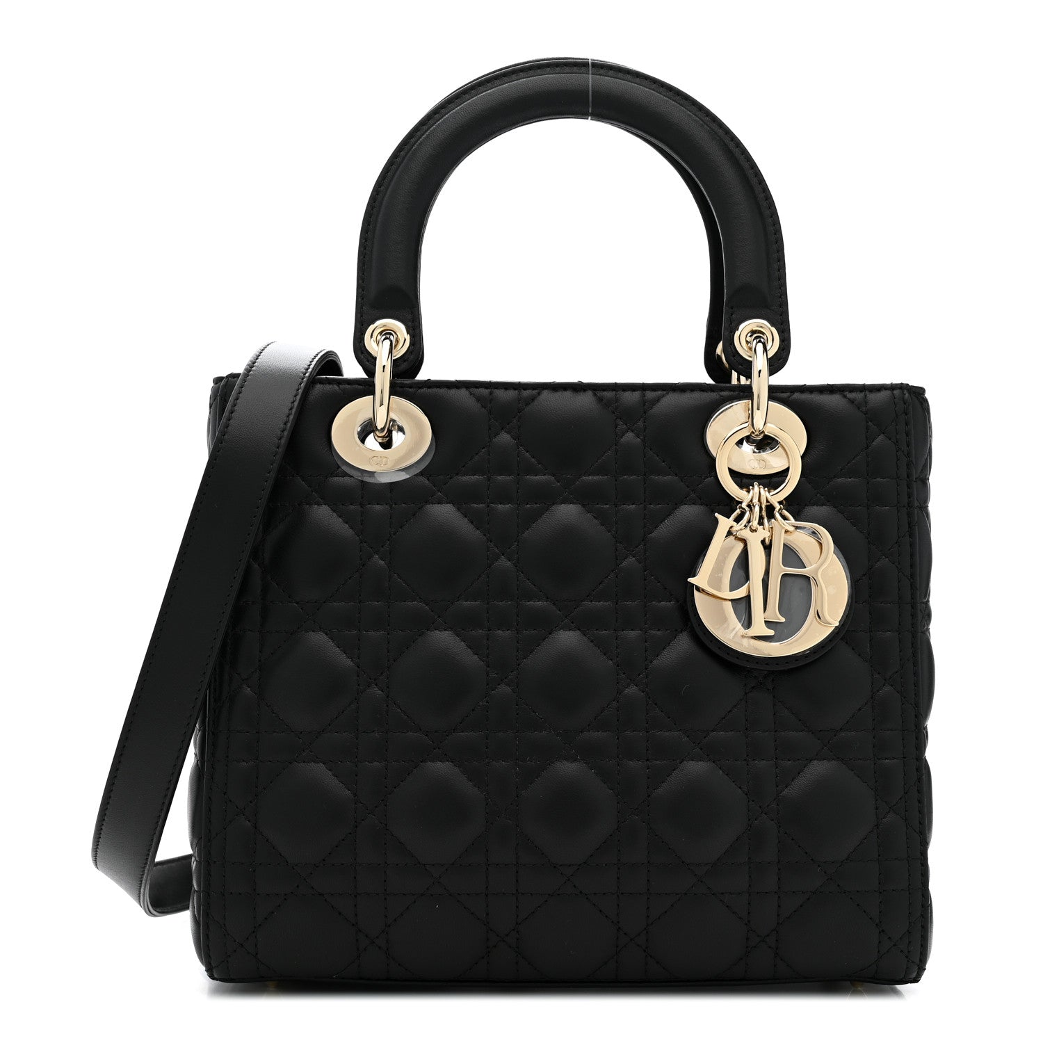 Christian Dior Lambskin Cannage Medium Lady Dior Black 2 of 21
