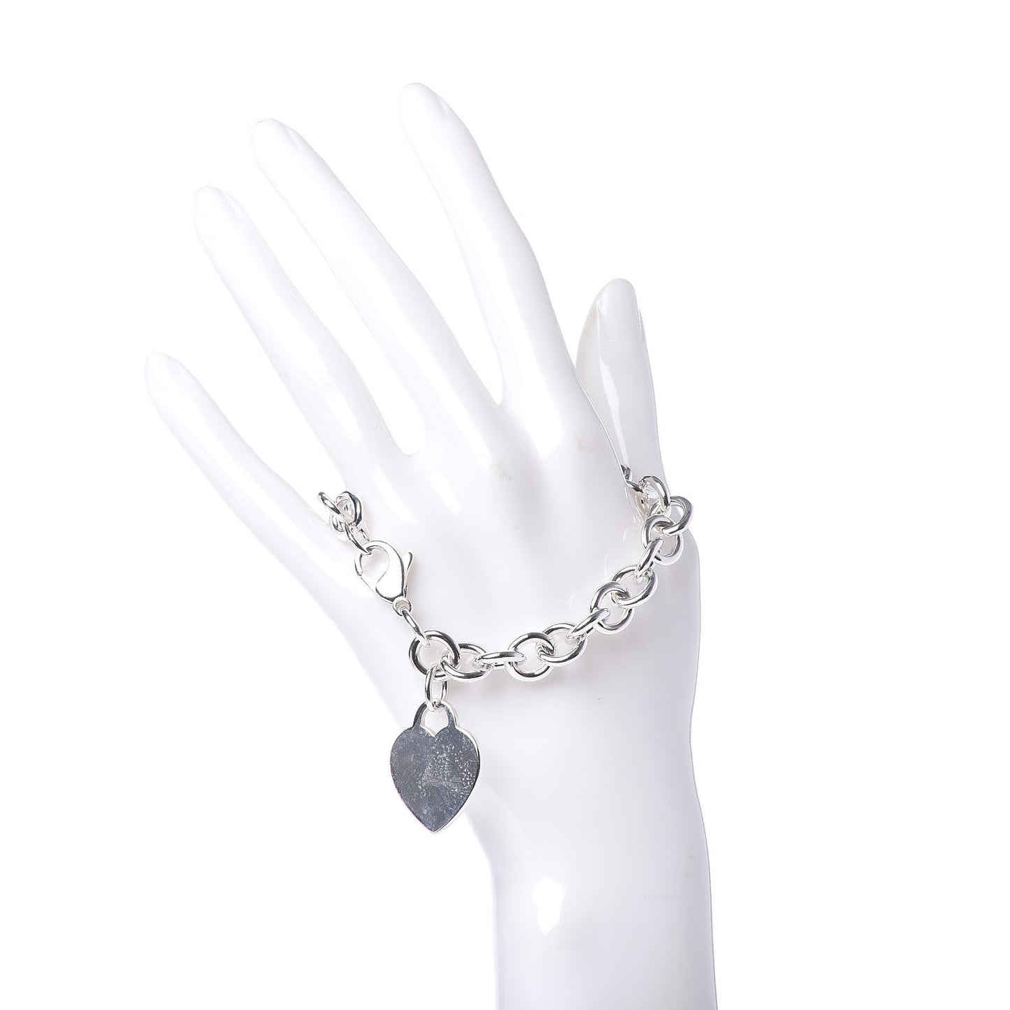 Sterling Silver Heart Tag Charm Bracelet