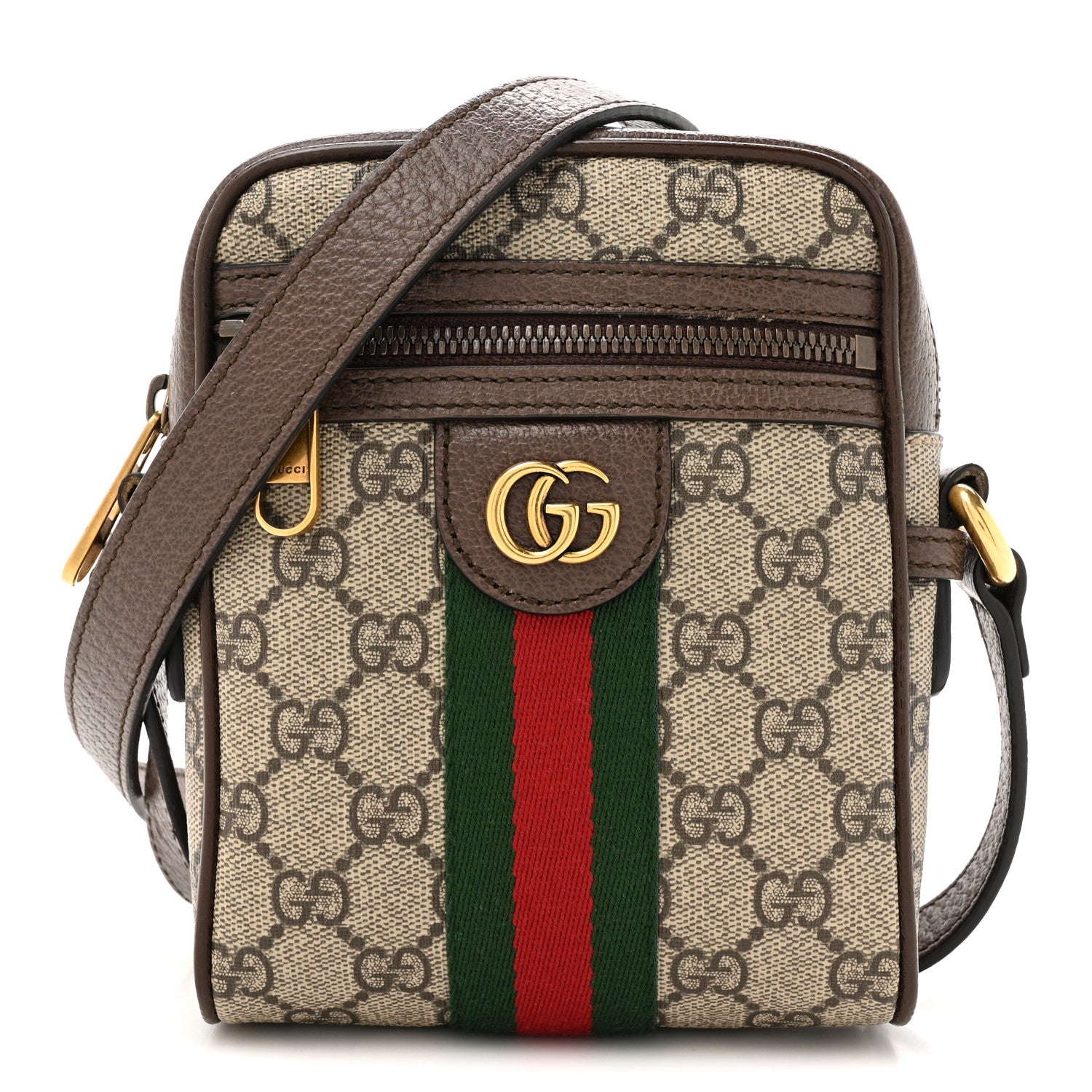 Gucci GG Supreme Monogram Web Mini Ophidia Messenger Brown 1 of 13