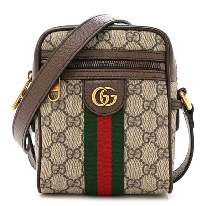 Gucci GG Supreme Monogram Web Mini Ophidia Messenger Brown 1 of 13