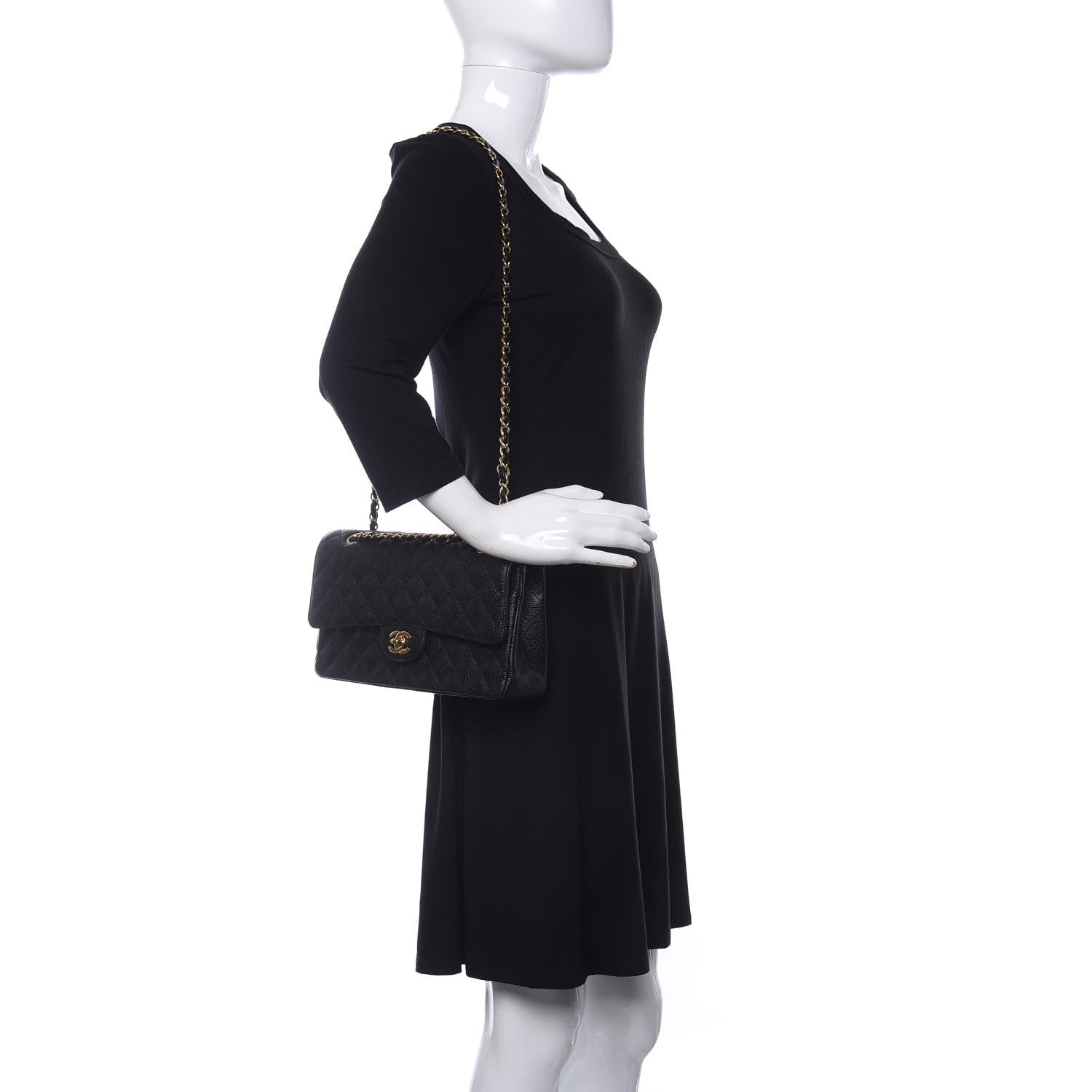 Chanel Caviar Quilted Medium Double Flap Black 2 of 13