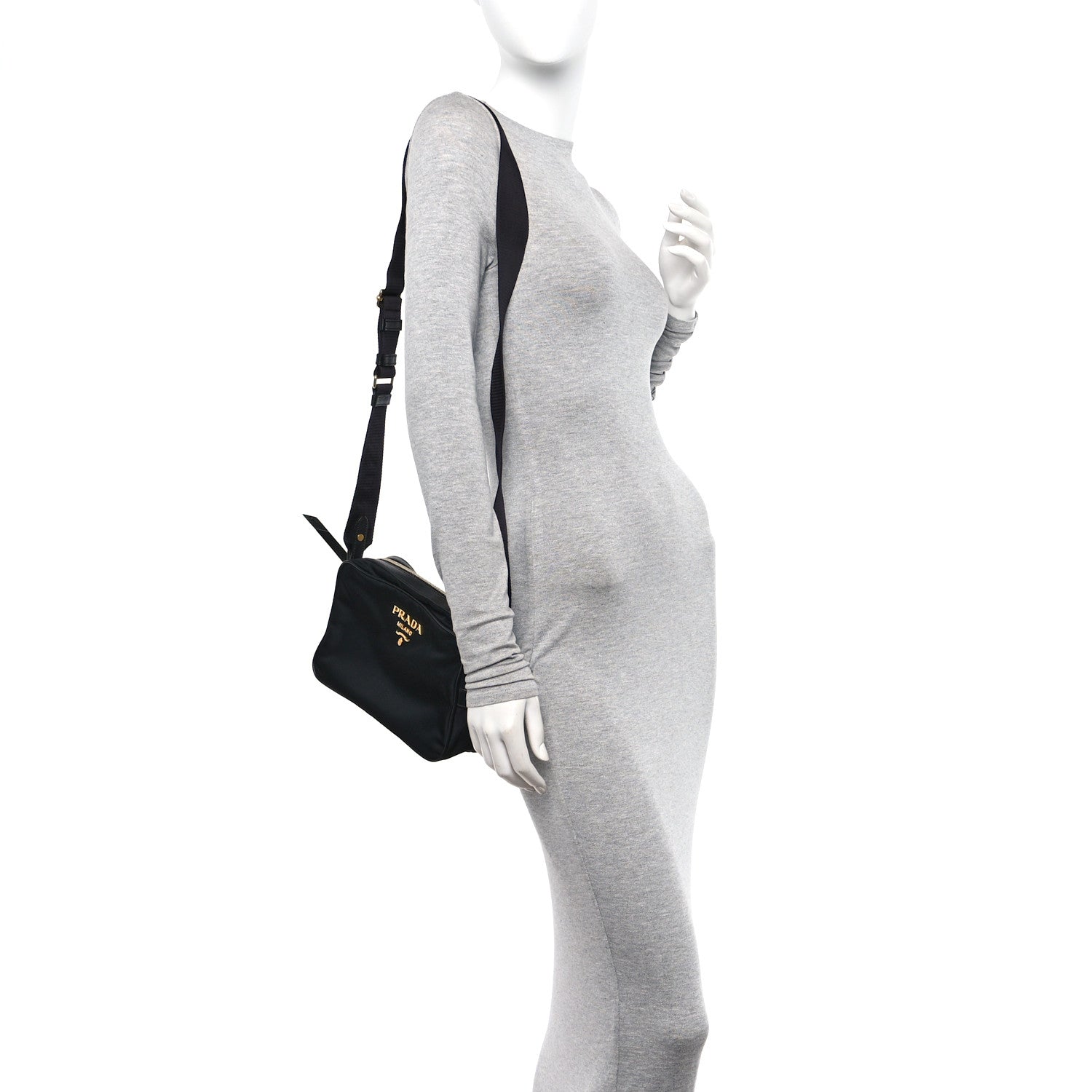 Prada Tessuto Nylon Soft Calf Camera Bag Black 2 of 9