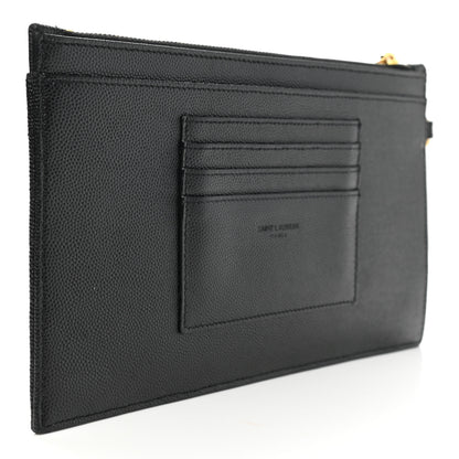 Saint Laurent Grain De Poudre Chevron Monogram Large Bill Pouch Black 3 of 8
