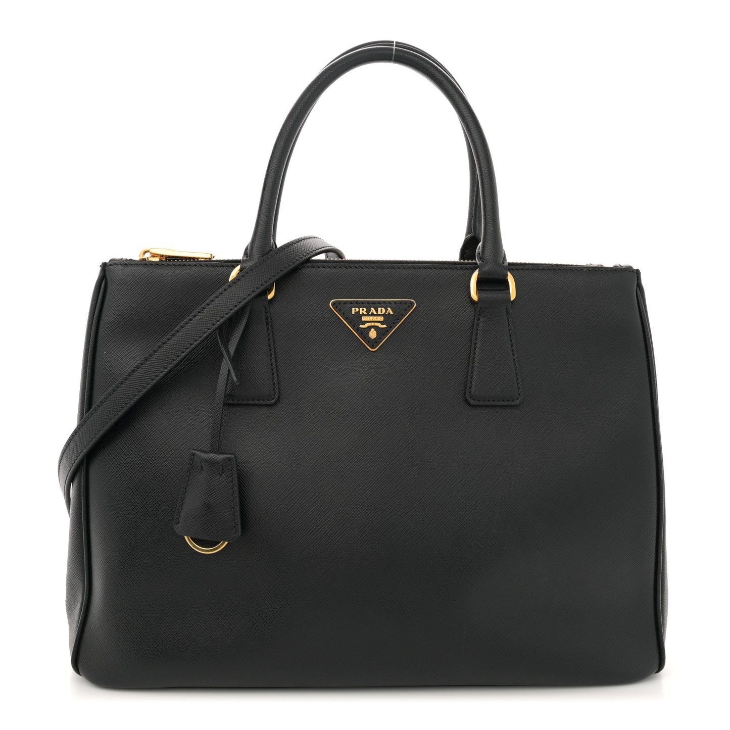 Saffiano Lux Large Galleria Double Zip Tote Black