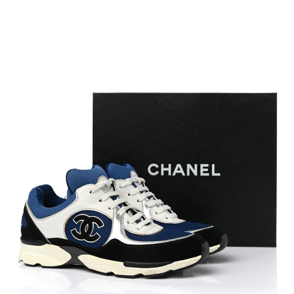 Chanel Suede Calfskin CC Sneakers 40 Blue Black 9 of 9