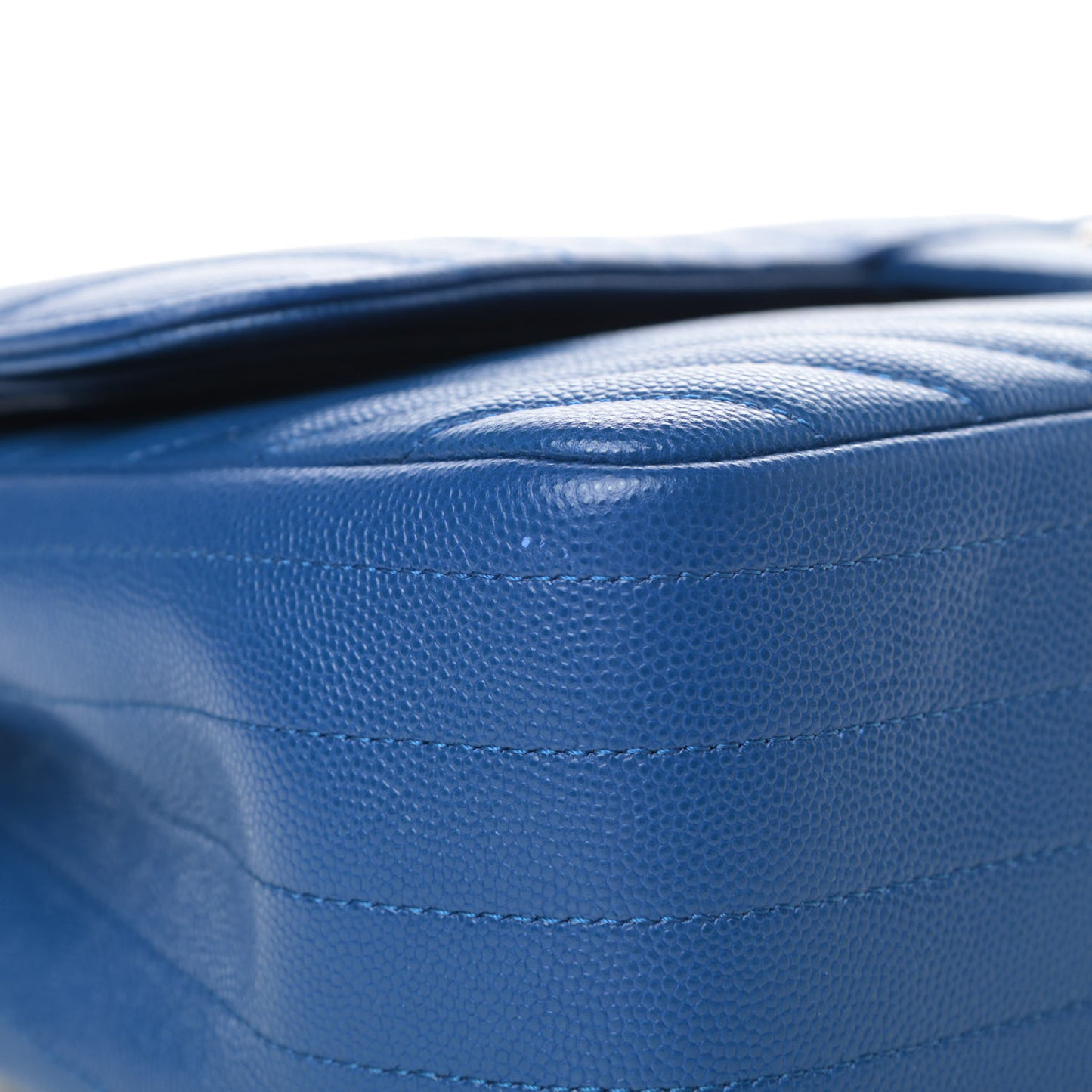 Caviar Chevron Quilted Jumbo Double Flap Blue