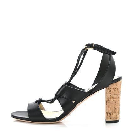 Jimmy Choo Calfskin Margo 80 Ghillie Laced Sandals 39.5 Black 1 of 7