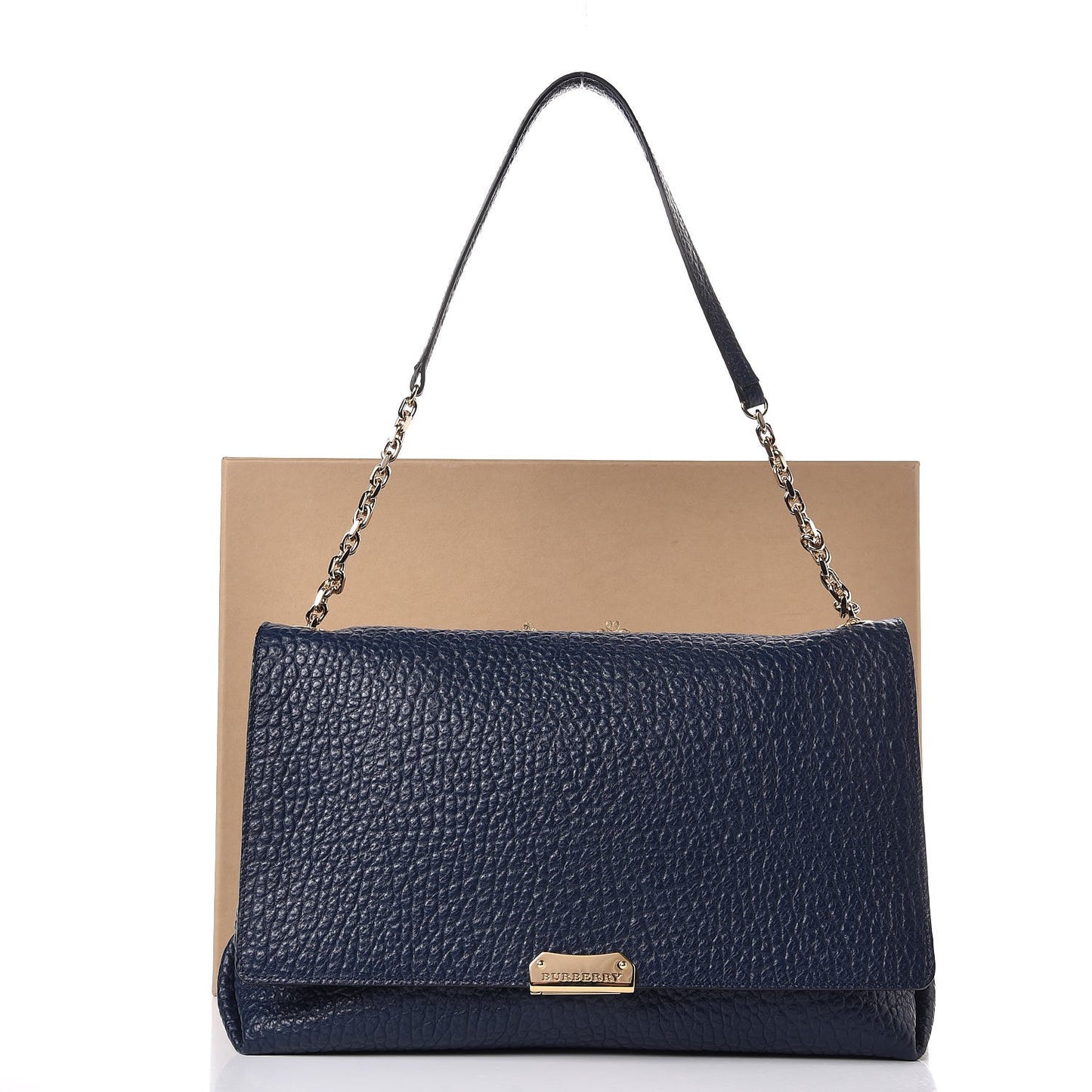 Signature Grain Large Mildenhall Shoulder Bag Blue Carbon