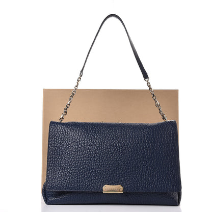 Burberry Signature Grain Large Mildenhall Shoulder Bag Blue Carbon 9 of 9
