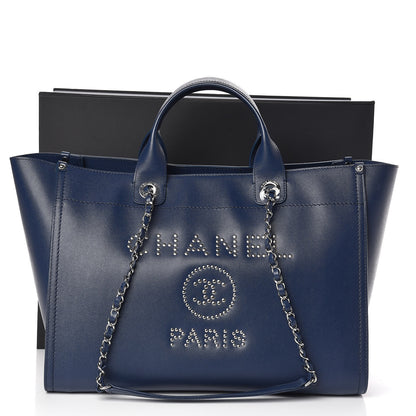 Chanel Caviar Large Studded Deauville Tote Navy 11 of 11