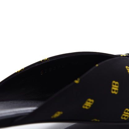 Balenciaga Crepe Satin BB Printed Pointy Toe Knife Flat Mules 39 Black Yellow Fluo 10 of 11