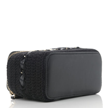Chanel Lambskin Crochet Quilted Small Vanity Case With Chain Black 4 of 11