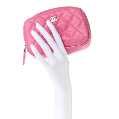 Chanel Caviar Quilted Small Curvy Pouch Cosmetic Case Pink 2 of 7