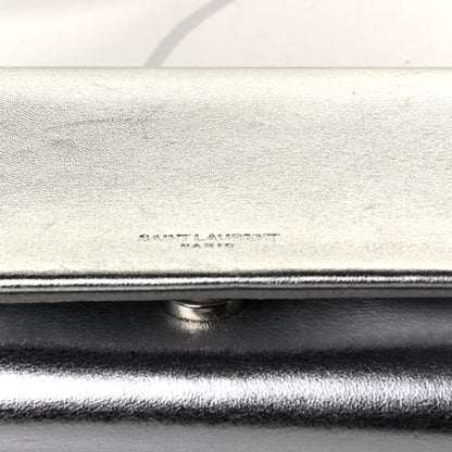 Saint Laurent Metallic Nappa Silk Fetiche Clutch Argento 6 of 7