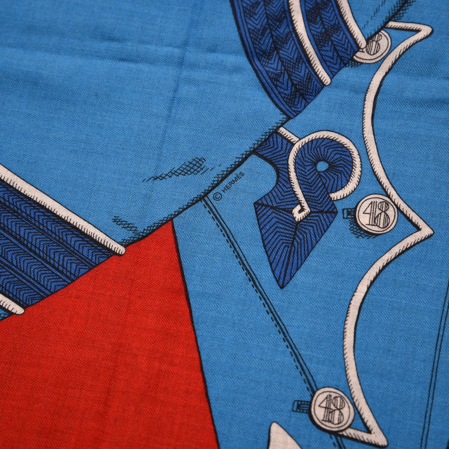 Cashmere Silk Zouaves Et Dragons Shawl 140 Orange Bleu Gitane Gris Chine