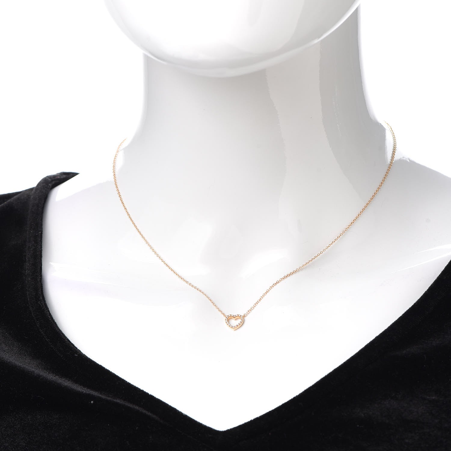 Tiffany 18K Rose Gold Diamond Metro Heart Pendant Necklace 2 of 6