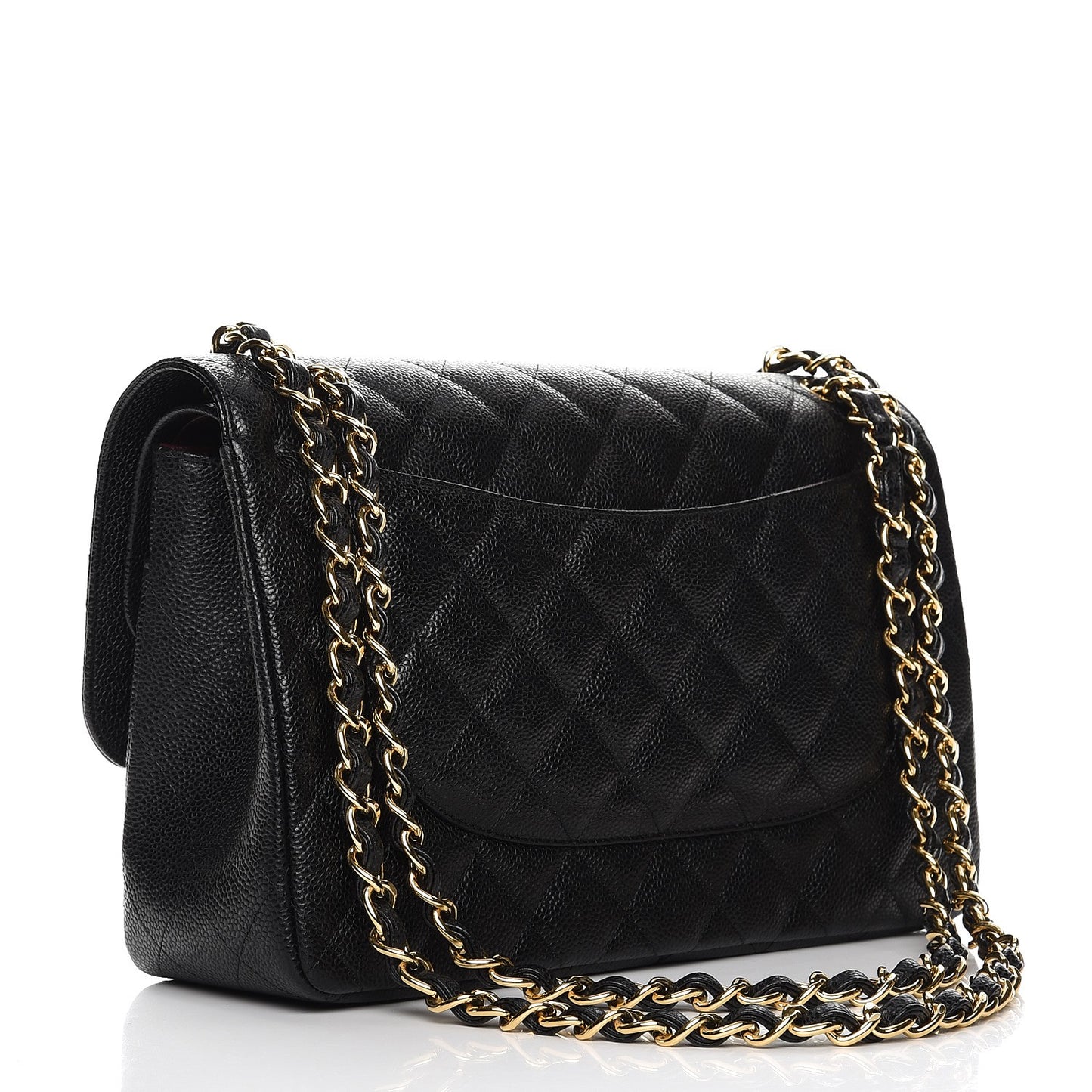 Caviar Quilted Jumbo Double Flap Black
