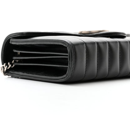 Gucci Calfskin Matelasse Aria GG Marmont Chain Wallet Black 10 of 12
