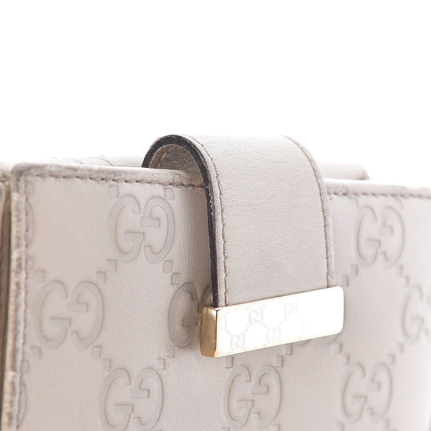 Guccissima Icon Bar French Flap Wallet White