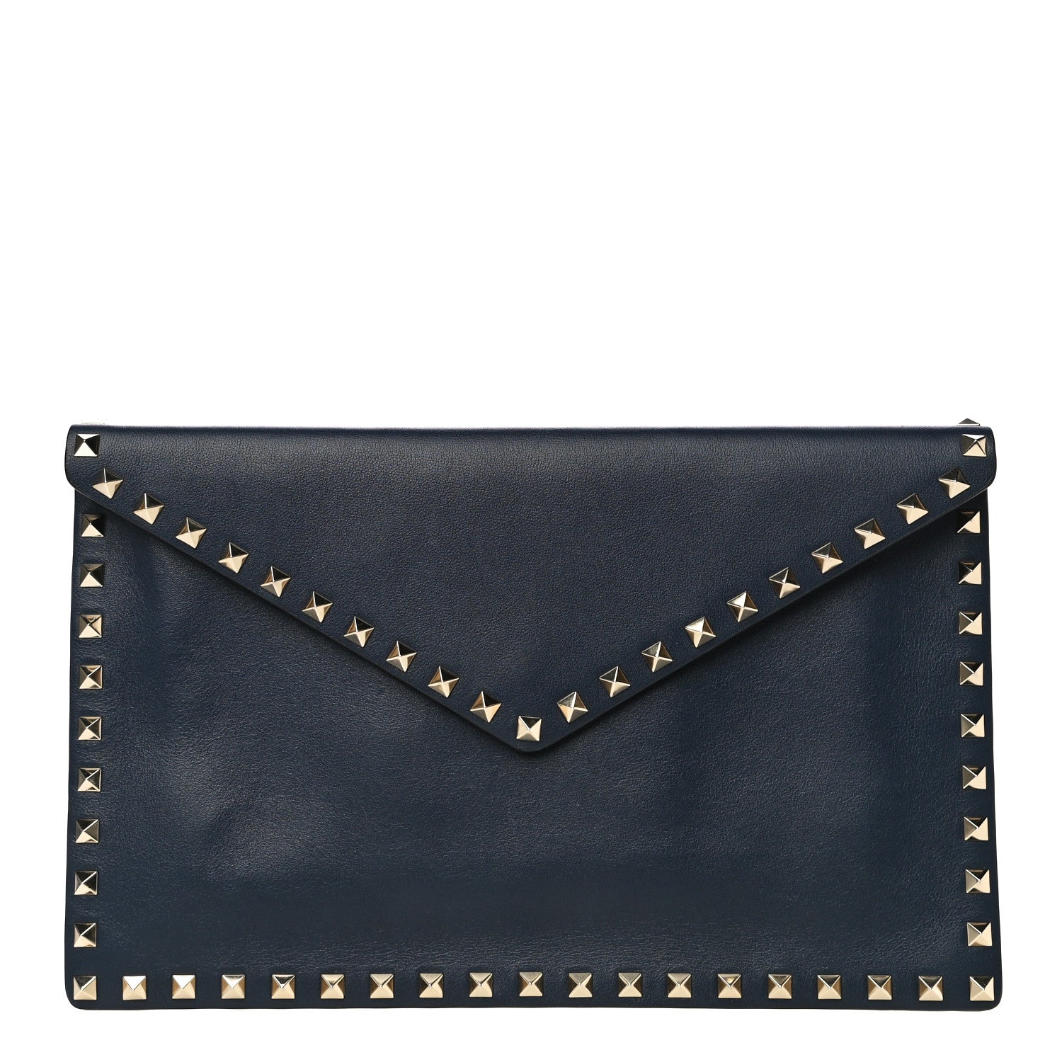 Valentino Garavani Vitello Large Rockstud Envelope Clutch Navy 1 of 15