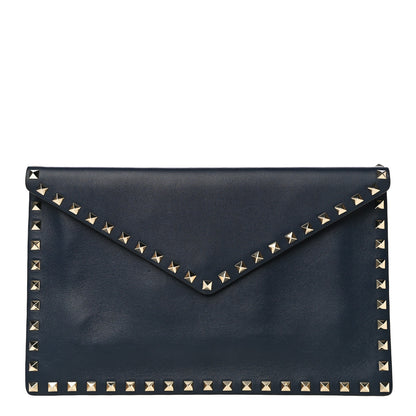 Valentino Garavani Vitello Large Rockstud Envelope Clutch Navy 1 of 15