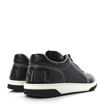 Chanel Calfskin Womens Logo Sneakers 39.5 Black White 4 of 9