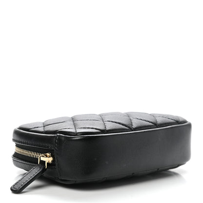 Chanel Lambskin Quilted Small Curvy Pouch Cosmetic Case Black 4 of 9