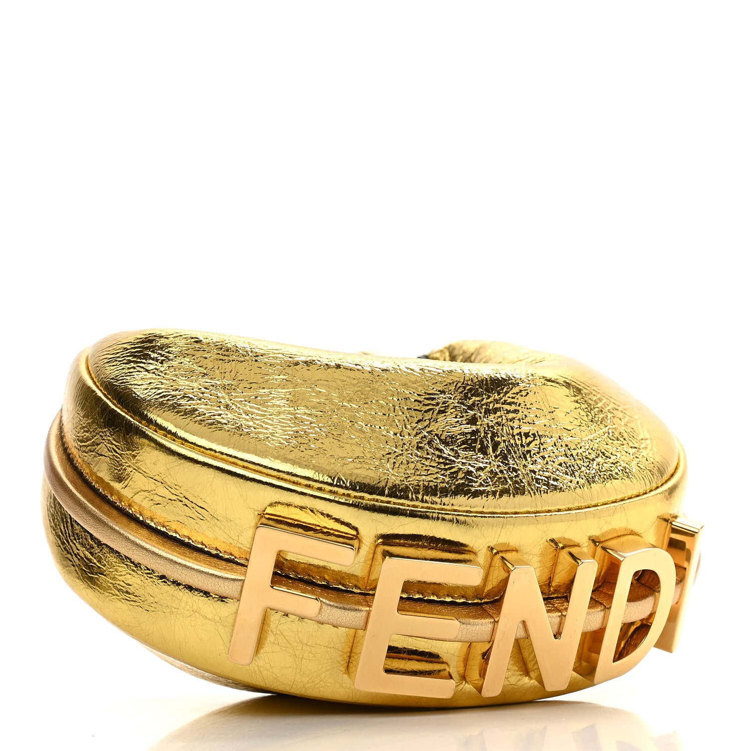 Fendi Rock Millenium Nano Fendigraphy Hobo Charm Gold 4 of 10