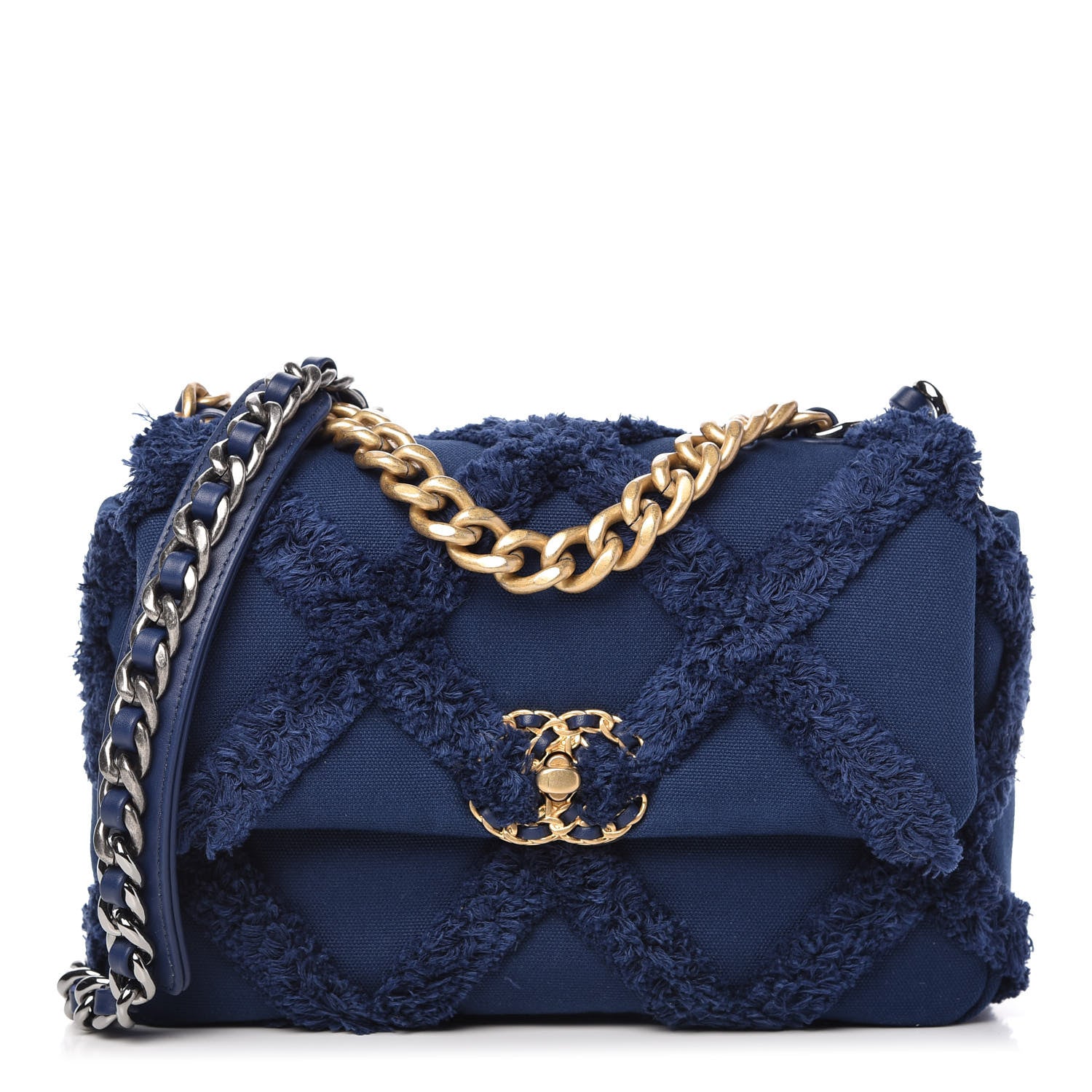 Chanel Canvas Quilted Medium Chanel 19 Flap Blue 1 of 11