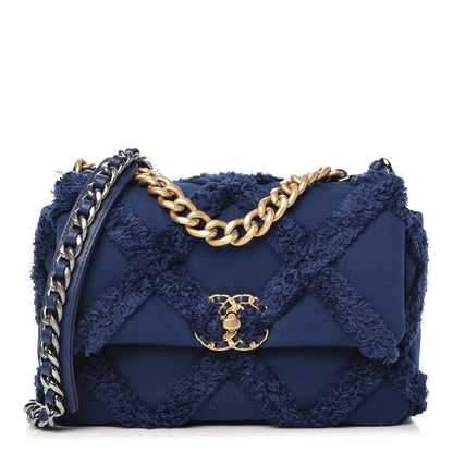 Chanel Canvas Quilted Medium Chanel 19 Flap Blue 1 of 11